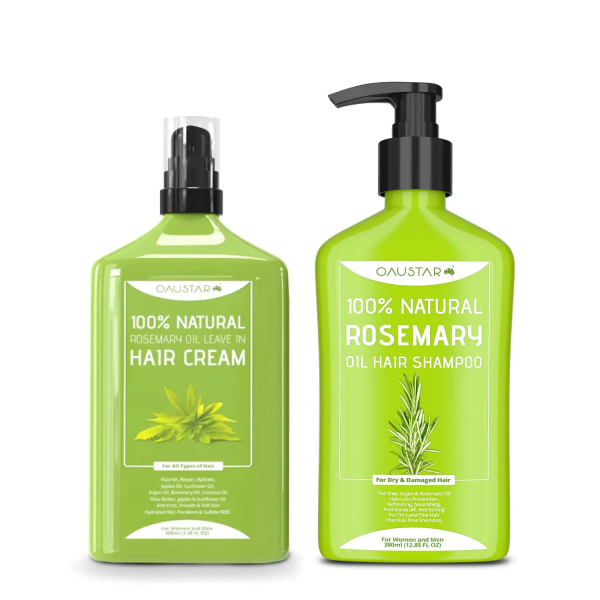 Rosemary Shampoo & Hair Leave In Repair Cream For Anti-Frizz, Dandruff, Dry Damaged Hair | Combo Pack