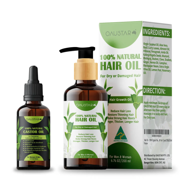 castor-oil-and-rosemary-oil-combo-pack (2) Organic Castor Oil & Hair Growth Oil For Dry Hair, Damaged Hair, Eyebrows, Eyelashes, Skin, Face (30ml & 200ml)